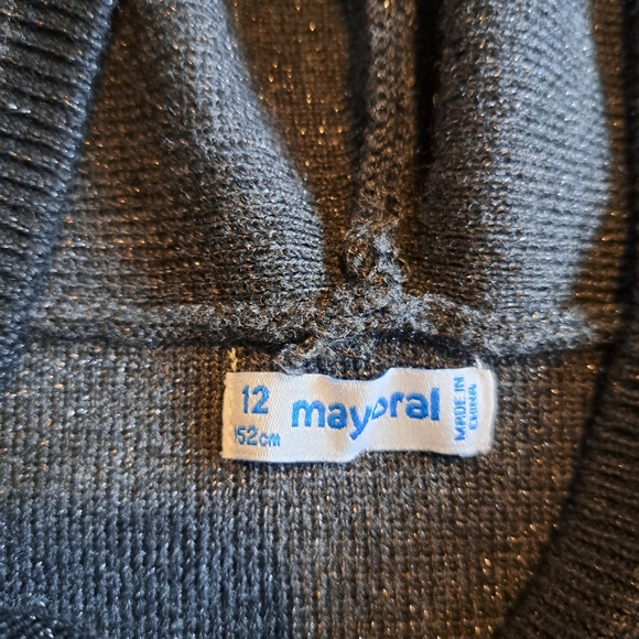Mayoral girls size 12 black with silver filament hooded sweater, EUC - Picture 4 of 7